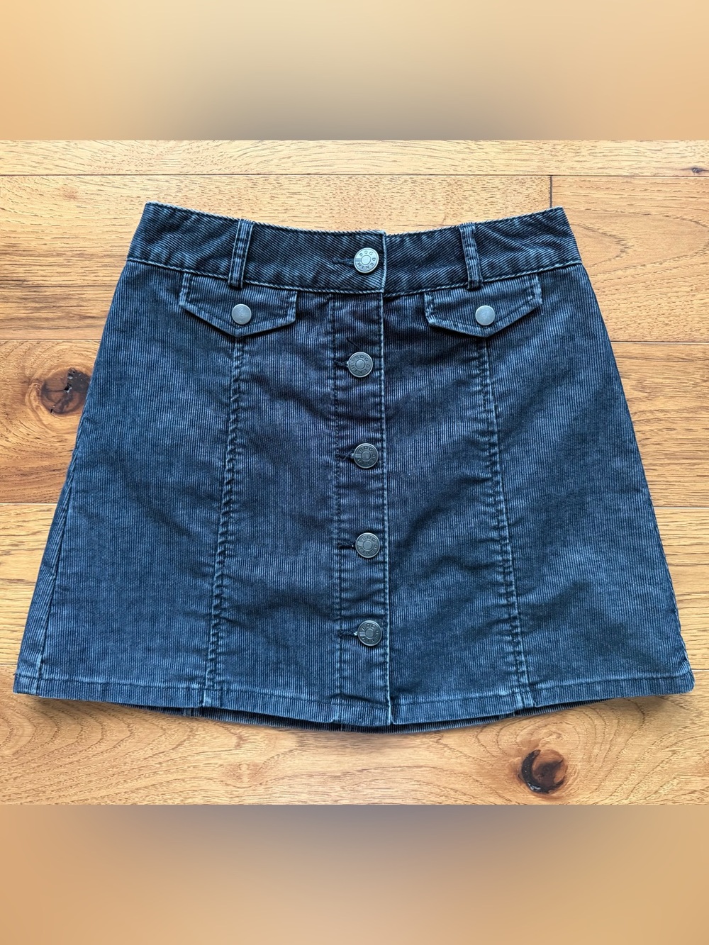 Urban Outfitters BDG Black Corduroy Button-front Mini Skirt Size 0
